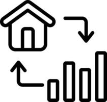 A house and a bar graph with arrows pointing up vector