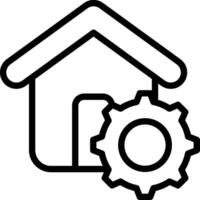 A house with a gear and a gear wheel vector