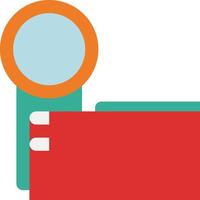 A red folder with a magnifying glass on top vector