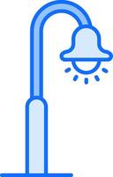 A blue light on a pole with a bulb vector