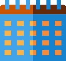 A calendar icon with a blue and orange square vector