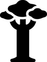 A black and white silhouette of a tree with clouds vector