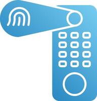 A blue phone with a fingerprint scanner on it vector