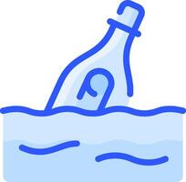 A bottle floating in the water with a blue outline vector