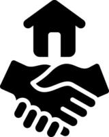 Handshake with house and house icon vector