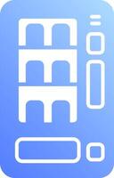 A blue and white icon with a building on it vector