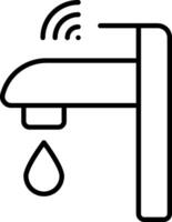 A black and white illustration of a tap with a drop vector