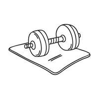 Dumbbell on a gym floor with a mat vector