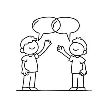 Characters engaged in dialogue with speech bubbles vector