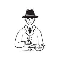 Detective taking notes in a small notebook vector