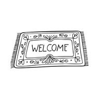 Doormat with a welcome message and floral design vector