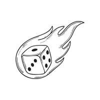burning Dice rolling on a gaming table vector