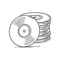 Disc leaning against a stack of records vector