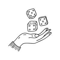 Dice tumbling from a player hand vector