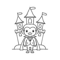 Dracula standing in front of a dark castle vector