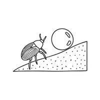 Dung beetle rolling a small ball up a sandy slope vector