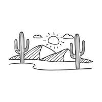 Desert with cacti and sand dunes vector