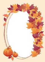 autumn frame in pastel autumn colours of leaves and pumpkins vector