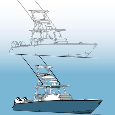 Yacht , illustration on background
