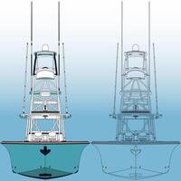 Front view boat, illustration, vector-art on background vector