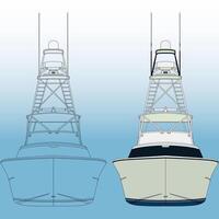 Front view boat, line, , illustration on background vector