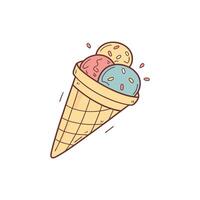 Ice cream cone with ice cream and sprinkles vector