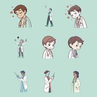 A set of cartoon characters that are dressed in lab coats vector
