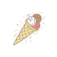 Ice cream cone with ice cream and sprinkles vector