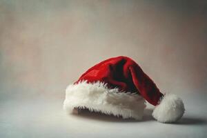 A Red and White Santa Hat Lying on a Light-Colored Surface photo