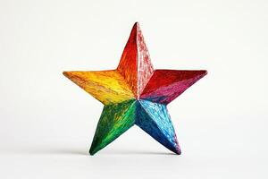 A Rainbow-Colored Wooden Star Ornament photo