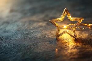A Glowing Wire Star on a Dark Surface photo