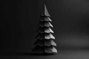 Black Paper Christmas Tree on Dark Background photo