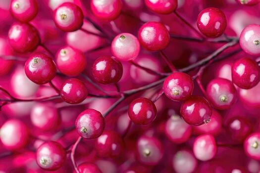 Close-up of Vibrant Pink Berries on Branch photo