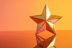 A Shiny Gold Star on a Bright Orange Background photo