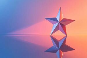 A Silver Star Reflecting on a Gradient Background photo
