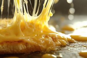 Melted Cheese on Bread with Stringy Drippings photo