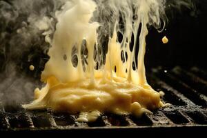 Melted Butter on a Hot Grill with Steam Rising photo