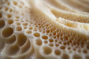 Close-up of a Cream-Colored Porous Surface with Irregularly Shaped Holes photo