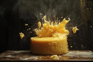 A Block of Cheese Exploding in a Shower of Yellow photo