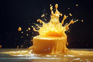 Golden Liquid Splashing and Forming a Crown-Like Shape photo