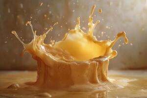 Golden Liquid Splash with a Circular Crown Formation photo
