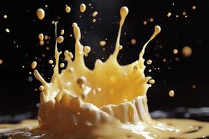 A Golden Liquid Splash Creates A Crown-Shaped Pattern photo