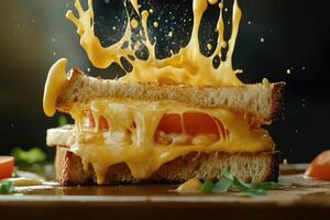 Melted Cheese Sandwich with Splashing Cheese photo