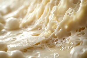 Close-Up of Creamy, Holey Cheese Texture photo