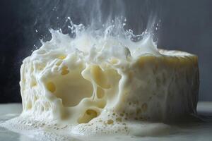 A Closeup of a Milk Explosion with Air Bubbles photo