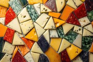 A Mosaic of Assorted Cheese and Spiced Meat photo