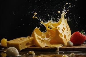 Cheese Splash with Strawberry and Mozzarella Balls photo