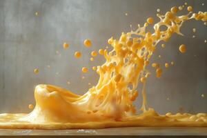 Golden Liquid Splash with Droplets in Mid-Air photo