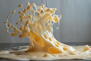 Abstract Honeycomb Structure Formed by Spilled Creamy Liquid photo