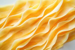 Close-up of Smooth, Wavy, Yellow Pasta photo